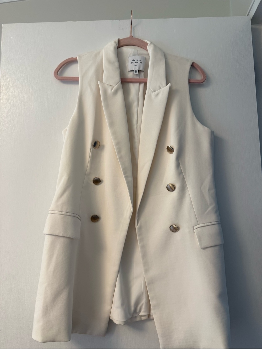 Maison d’Amélie Paris cream sleeveless blazer vest with silver buttons